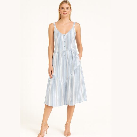 LACAUSA Blue Moon Midi Dress Large Blue NWT - Picture 1 of 10